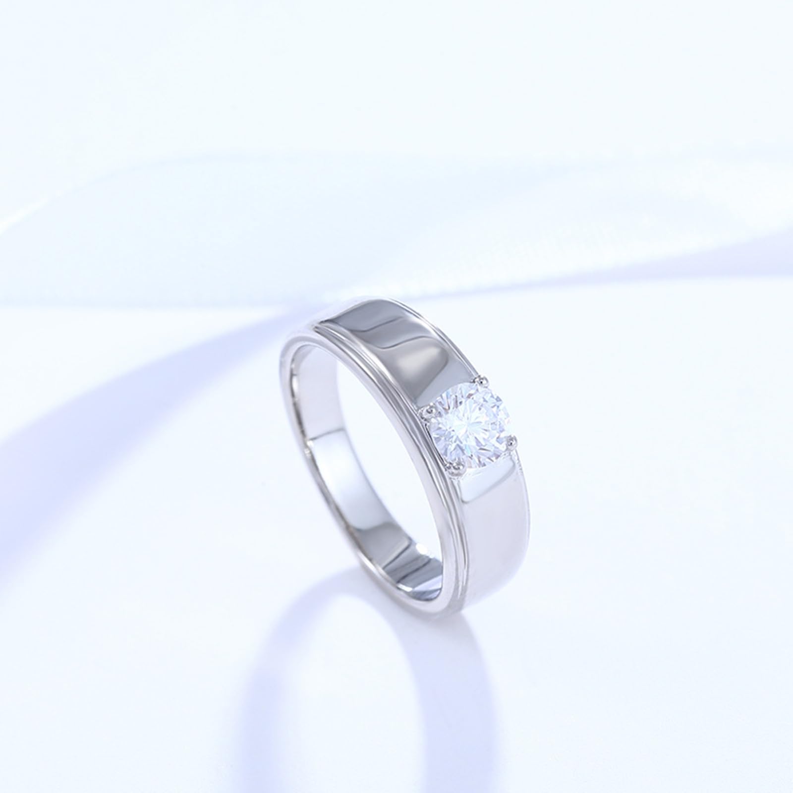 Anelli Matrimonio, Anello di Fidanzamento da 6MM Solitaire per Donne con Moissanite in 9K 14K 18K Oro Bianco da Donna