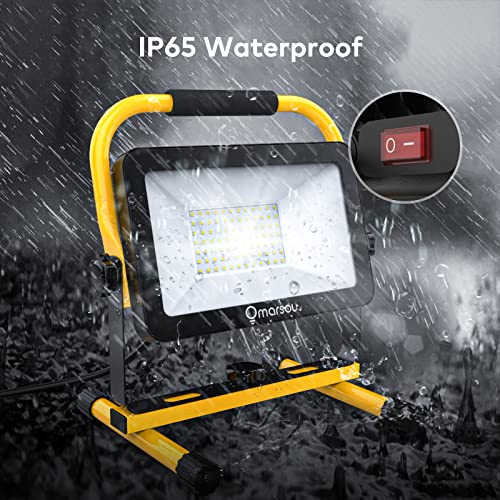 Led Work Light 80W 8000Lm 19.7Ft Power Cord, Omarsou Garage Lamp Work Flood Light With Stand, Ip65 Waterproof, 5000K Daylight Outdoor Portable Job Site Lighting For Workshop Garage Construction Site #TOP2