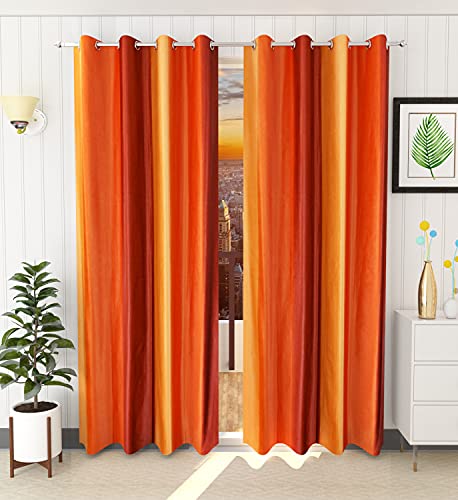 Image of Home Utsav 1 Piece Plain Shade Curtains for Window 5 Feet, Orange (Orange, 5 Feet (1Pc)) - Light-Filtering