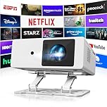 QKG 4K Projector with WiFi 6 and Bluetooth, Licensed Outdoor Projector, 1800 ANSI Lumens Auto Focus Dolby Audio Portable Smart Projector with HDR10+