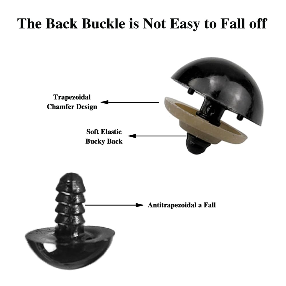 Bremorou Sicherheitsaugen Set - 300 Stück Für Häkeltiere & Plüschpuppen (5mm & 6mm) In Schwarz Mit Unterlegscheiben