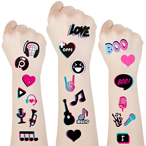 120 pieces Music Temporary Tattoos Mixed Style Tattoo Sticker Guitar Temporary Tattoos Party Theme Supplies Music Party Decoration for Kids Boys Girls Hand Wrist Body