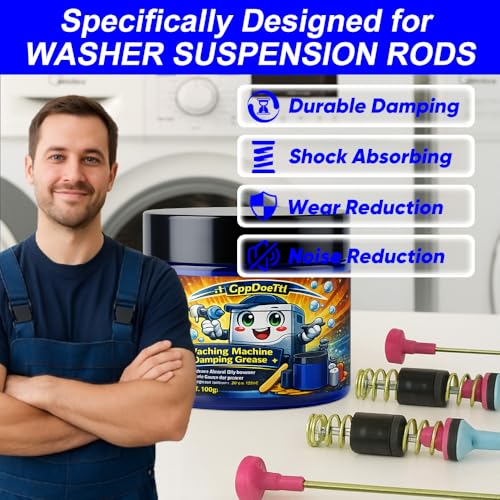 Image of 100g High-Viscosity Damping Grease for Washing Machine Suspension Rods | 35,000 cSt washer suspension rod grease with 16 red and white foam inserts for vibration, shaking, and noise control.