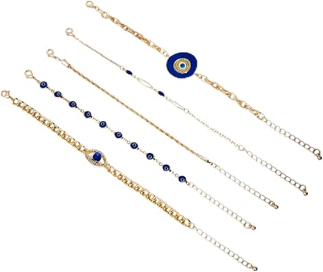 Evil Eye Bracelets for Women Men Boho Bracelet, Adjustable Handmade Dainty Chain, Bff Friendship Relationship Boyfriend Girlfriend Valentines Gift