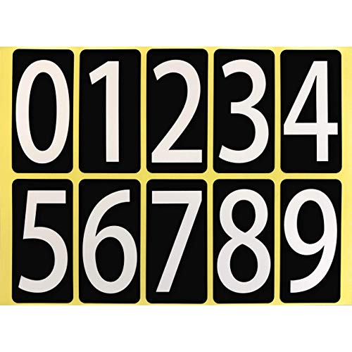 数字 シール 白文字 ユポ 防水 33W091 【大】 大きい ナンバー ラベル 番号 ステッカー PP加工 耐候性 屋外【33×66mm/片】0〜9の10種各1片×1シート 33W091