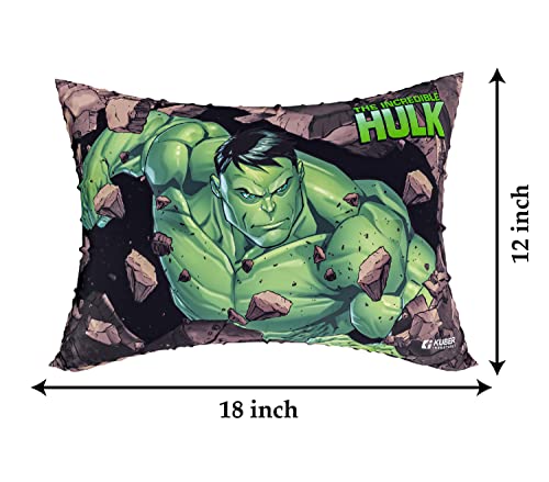 Image of Kuber Industries Marvel Hulk Print Baby Pillow|Polyester Super Soft Kids Pillow for Sleeping & Travel12 x 18 InchPack of 2 (Green)