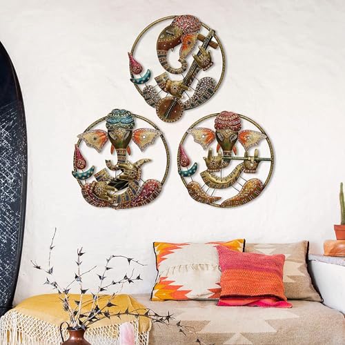 Image of SHREE 'O' GREEN TECH - Lord Ganesha Beautiful Ganesha Musician Wall Frame for Home Decor Items Pooja Room Home Decor Items for Living Room Drawing Room