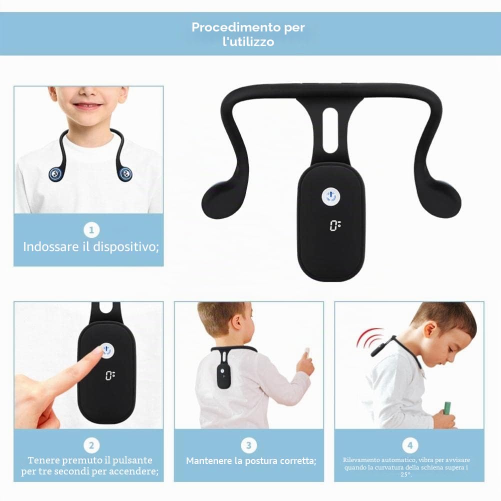 Correttore di postura intelligente e trainer per la schiena, Trainer per la postura del collo appeso Ricaricabile in silicone Correzione posturale automatica tramite induzione Schiena