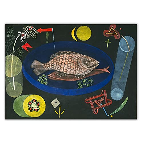 Amazon.co.jp: 抽象的キャンバスに絵画 パウルクレー《魚の周り