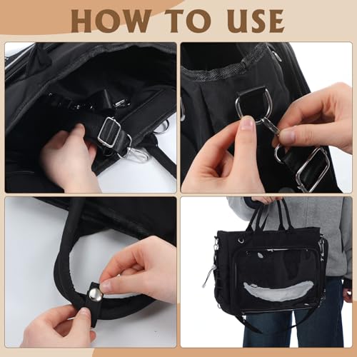 Bolsa Tote Grande Ita Mochila Bandolera Negra Kawaii miniatura 2