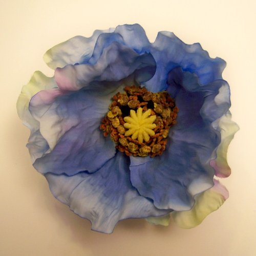 Large Poppy Artificial Flower Hair Clip/Pin Brooch, Blue