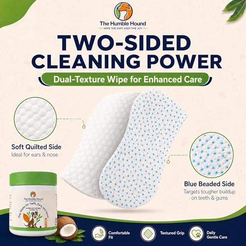 Image of 3-in-1 Dog Dental Wipes - Finger Wipes for Teeth, Ears & Snout Infused with Coconut Oil | Promotes Fresh Breath, Tartar Control & Daily Hygiene | Gentle Grooming Wipes for All Dogs - 50 Count