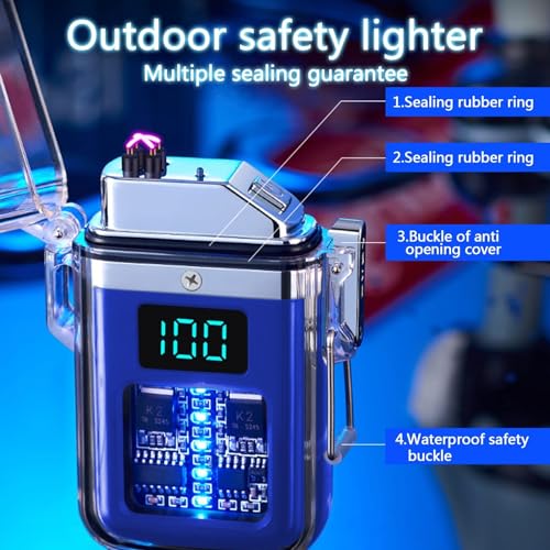 Encendedor recargable USB doble arco eléctrico azul miniatura 4