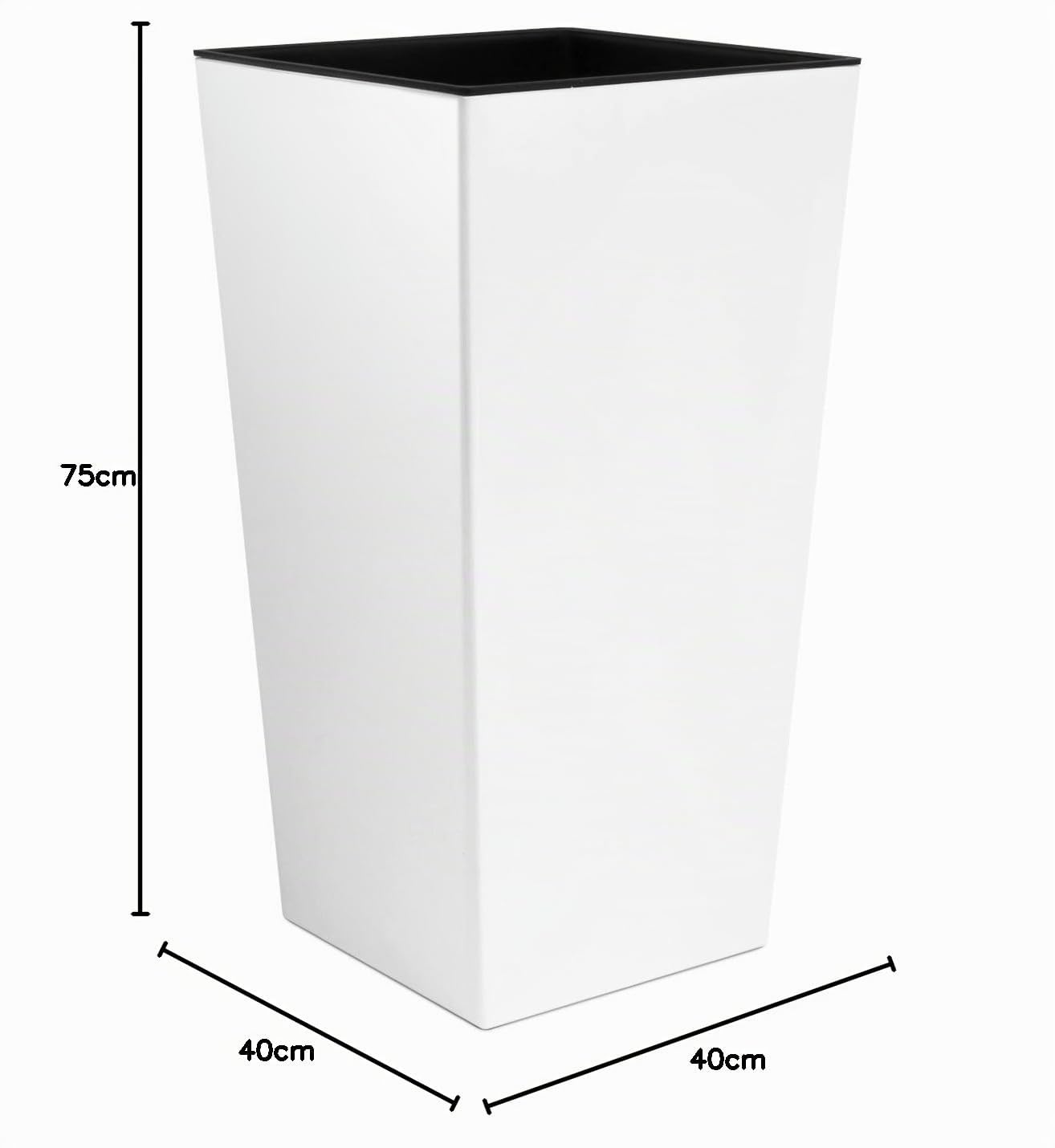 Urbi Vaso di fiori alta 91,5 litri, plastica, 40 x 40 x 75 cm in colore bianco.