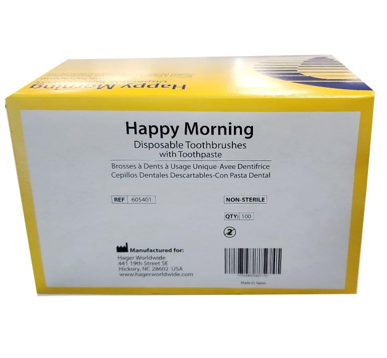 Hager HA-605401 Happy Morning Toothbrush with Paste, Shape, (Pack of 100)