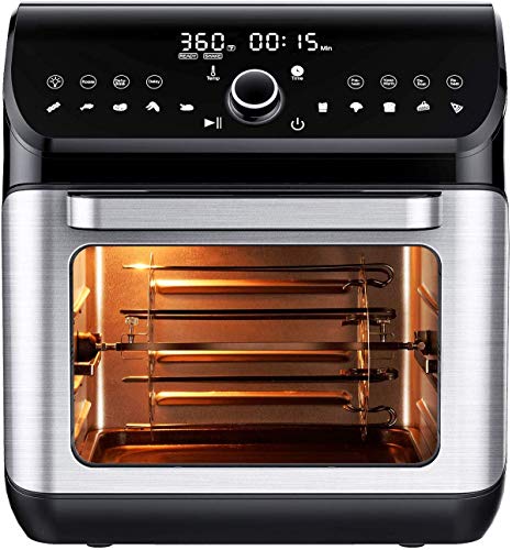 IKICH Fryer Oven, 12QT 10 Presets Hot Air LCD Touchscreen Toaster Dehydrator Rotisserie