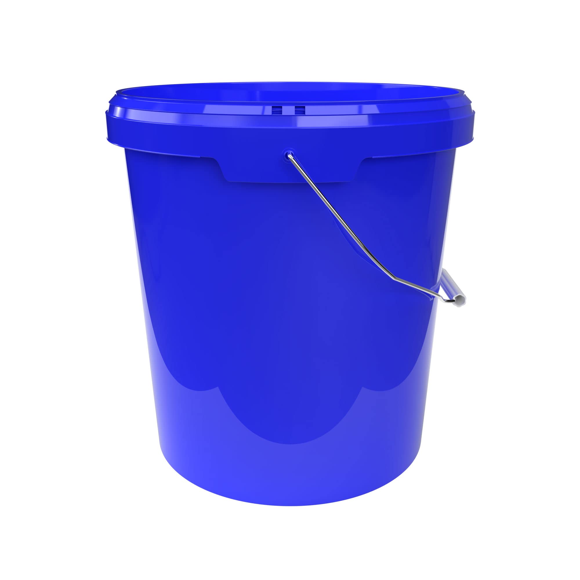 20x Cubo de plástico con tapa y asa, azul, de 16 litros - apto para alimentos, hermético y estable, baldes vacíos con asa y tapa de cierre para alimentos, productos químicos, pintura de pared