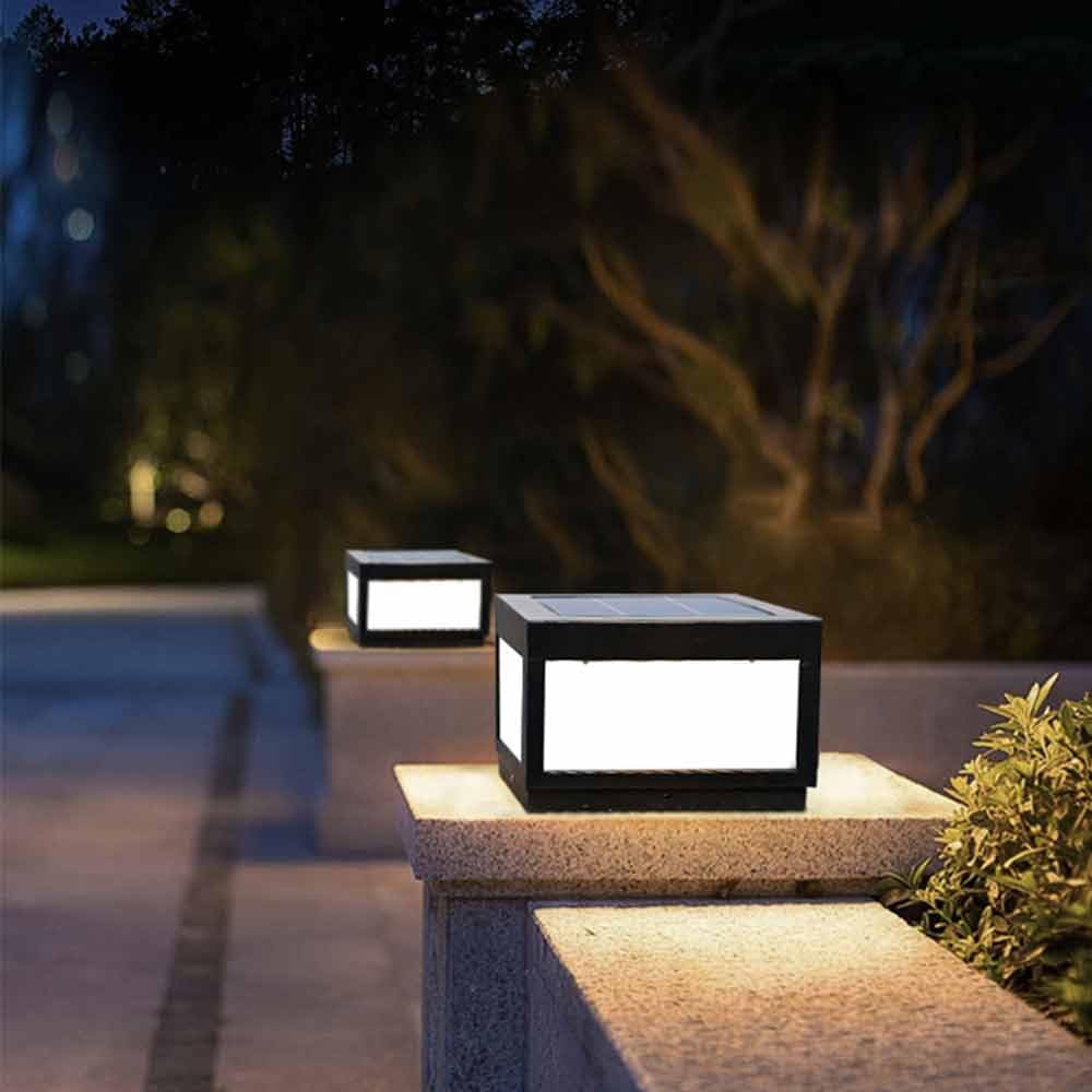 Lampadario Solare Quadrato Moderno Per Esterni, Ideale Per Terrazze | Accensione/spegnimento automatico dal crepuscolo all'alba, alloggiamento in metallo impermeabile per tutte le stagioni