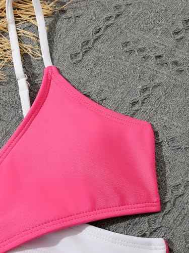 Verdusa Girl's 4 Piece Swimwear Crisscross Bikini Sets with Tropical Print Cover Up3