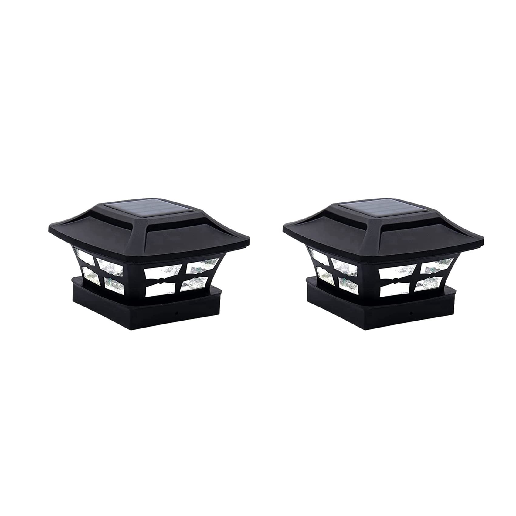 Hndhbfgrt 2X Solar Post Cap Lights 2 Lighting Modes LED Deck Fence Cap Lights for Wooden Posts Garden Decoration Warm Black