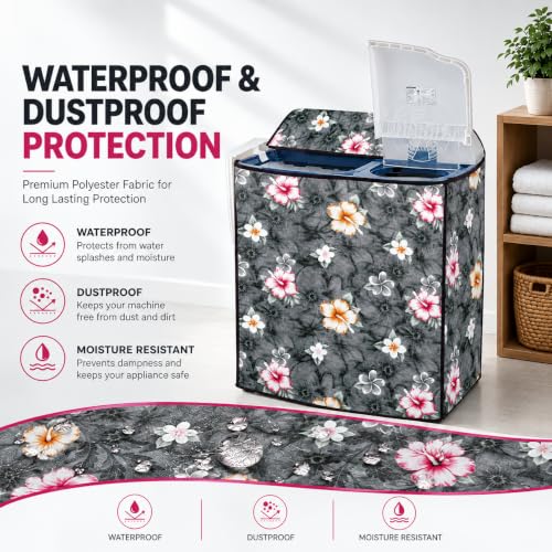 Image of Star Weaves Semi Automatic Washing Machine Cover for LG 6kg, 6.2kg, 6.5kg, 7kg, 7.5kg & 8kg Top Load | Waterproof, Dustproof, Rustproof | Heavy Duty Polyester Cover