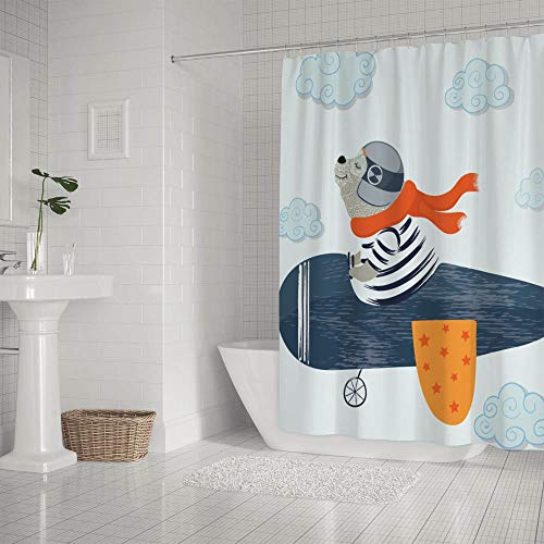 Rideau de douche en polyester anti-éclaboussures bleu 183x183cm - 3