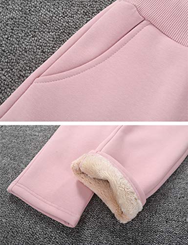 Jenkoon Womens Winter Warm Sherpa Lined Sweatpants Active Athletic Running Pant Trousers (Pink, Small) #TOP2