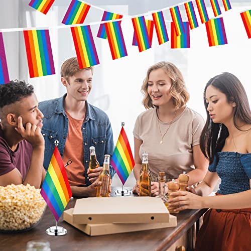 3 Pcs Pride Flags Lgbtq Flags Rainbow Pride Table Desk Flags With Stainless Steel Stand Base For Pride Festival Lgbtq Pride Month Carnival Party Decoration Pride Rainbow Party (Lgbtq) #TOP5