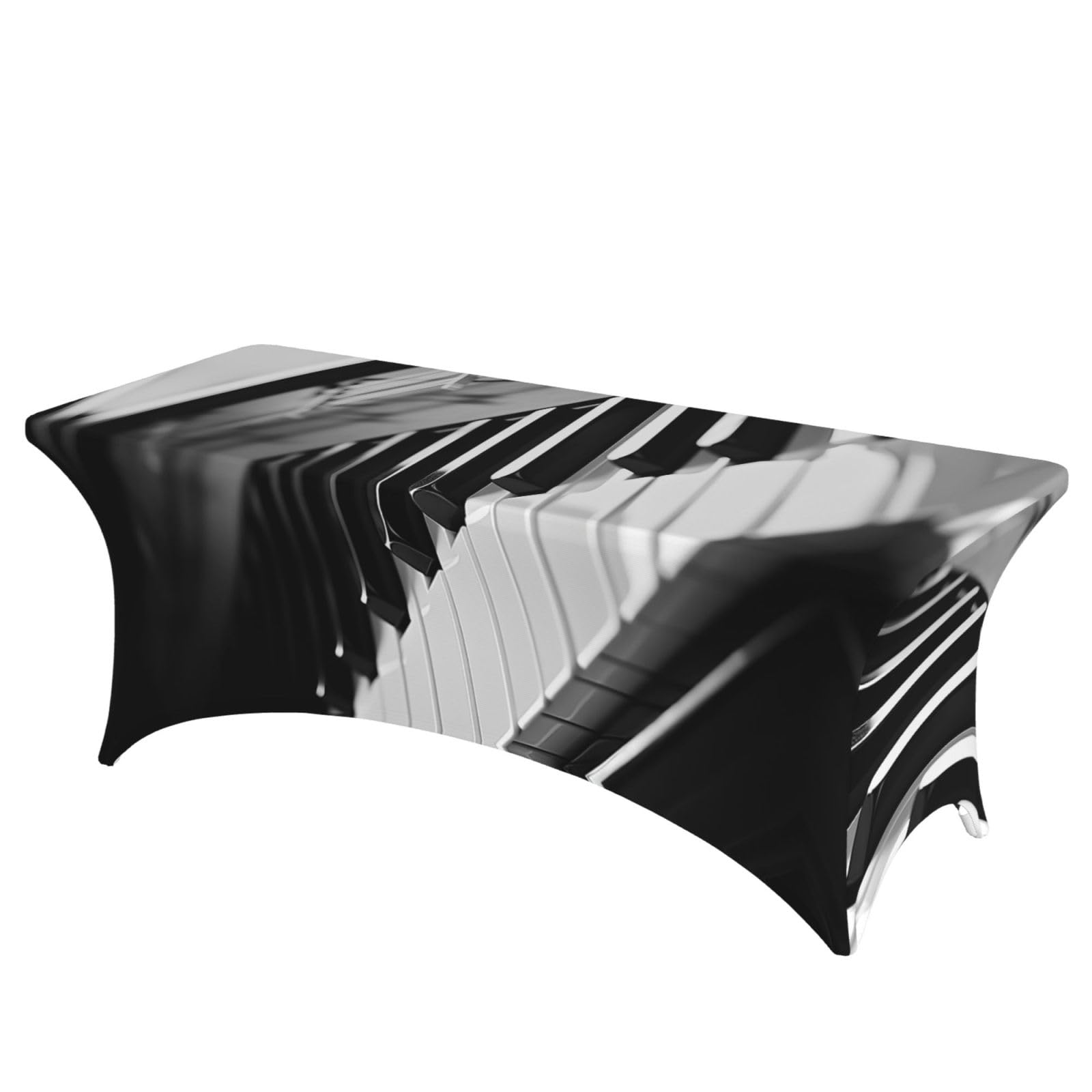 QMKFWT Piano Image Decorative Tablecloth Protector for Wedding, Banquet & Parties6FT Spandex Rectangle Tablecloths, Stretch Washable Table Cloth Wrinkle Free Patio Table Cover