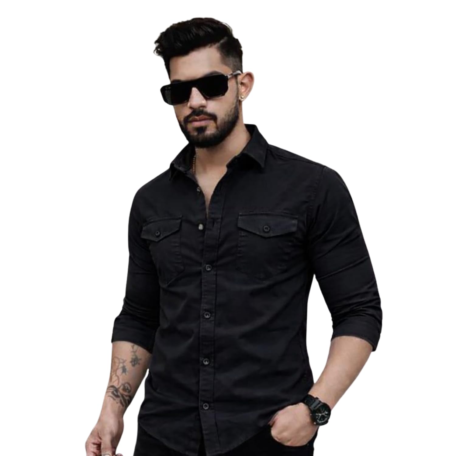 kavya fashions Men's Slim Fit Cotton Casual Shirt | Premium Stretch Fabric | Full Sleeve Button Down | Modern Stylish Party & Office Wear-picture-31