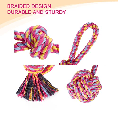 Vivifying Hundespielzeug Seil mit Ball, 2 Stück Interaktive Geflochtene Baumwolle Hundeseil Knoten für Hunde Zähne Reinigung