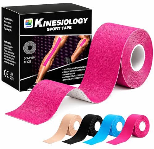 ZAMLIC Kinesiology Tape 5m Roll Sports & Athletic Tape for Gym Knee Pain Relief Muscle Support & Injury Recovery Water Resistant Physio Tape for Knee Shoulder Ankle & Wrist