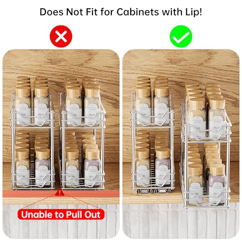 PanPanPal Pull Out Spice Rack Organizer for Inside Cabinet, 2 Tier Slide Out Spice Organization for Cabinet, Vertical Sliding Seasoning Organizer, Chrome, 4.9''Wx10.4''Dx9.57''H - Cosy Home Interiors PanPanPal Pull Out Spice Rack Organizer for Inside Cabinet, 2 Tier Slide Out Spice Organization for Cabinet, Vertical Sliding Seasoning Organizer, Chrome, 4.9''Wx10.4''Dx9.57''H - Image 4