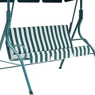 GORGECRAFT 60"x20"x4" Swing Seat Cover Replacement 600D Thickened Oxford Cloth Swing Chair Bench Cover Stripes Patio Garden Swing Seat Fabric Waterproof Porch Cushion for Outdoor Yard