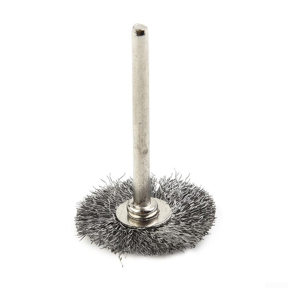 Cepillos de alambre de acero inoxidable en forma de T, diámetro de 22 mm, varilla de 3 mm, longitud de 40 mm para mini taladro, herramienta rotativa, accesorios de pulido