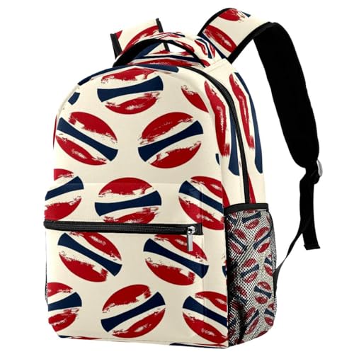 Sac à dos de voyage enfant avec porte-gourde imprimé rugby rouge