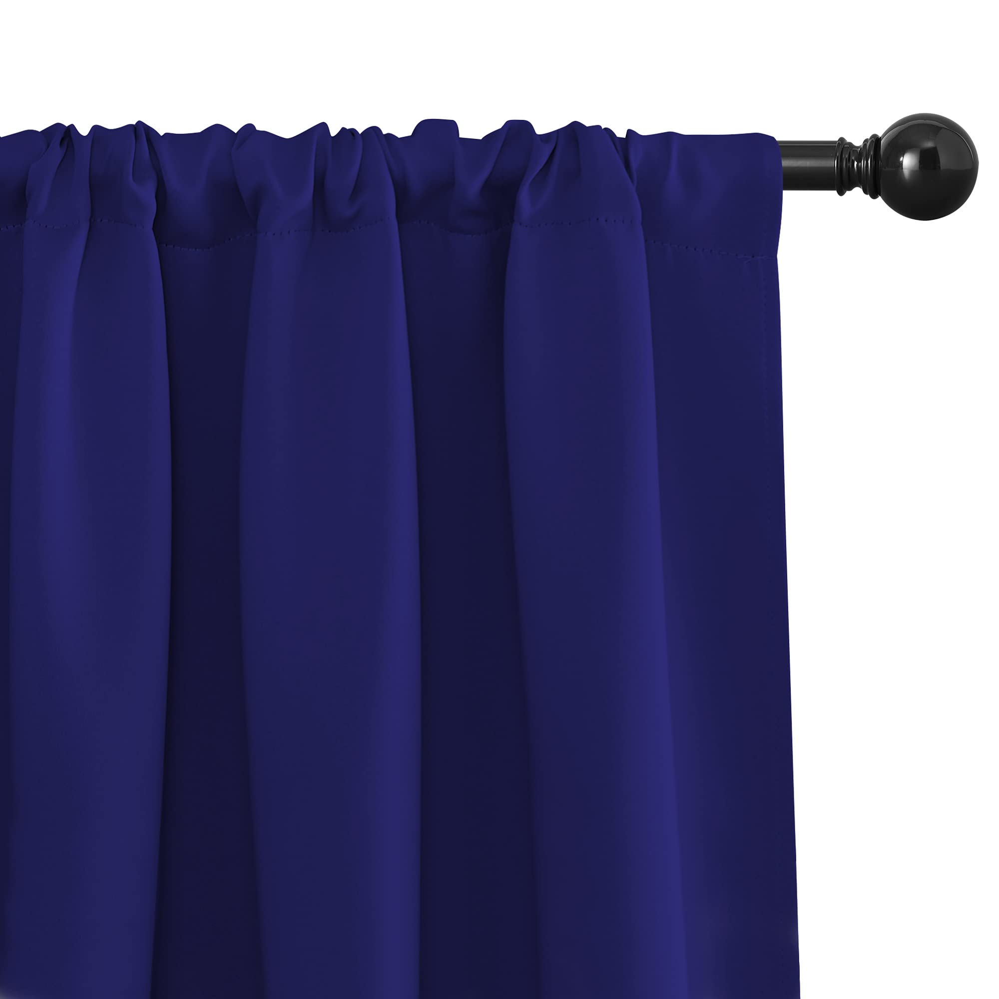 NICETOWN 2 Panels Blackout Curtains 42 x 45 in Navy Blue with Single Curtain Rod 48-86 inch