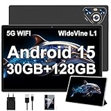 Dghrti Tablet Android 15, Schermo IPS HD 10 Pollici, 30 GB RAM e 128 GB + Estensione 1TB TF, Octo-Core e 8000mAh, WiFi 6, Widevine L1-5+8 MP …