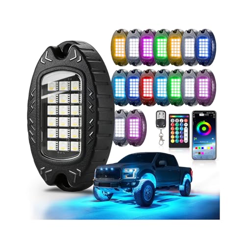 16Pods Heavy Duty Aluminum RGB+W LED Rock Lights Kit for Sem...