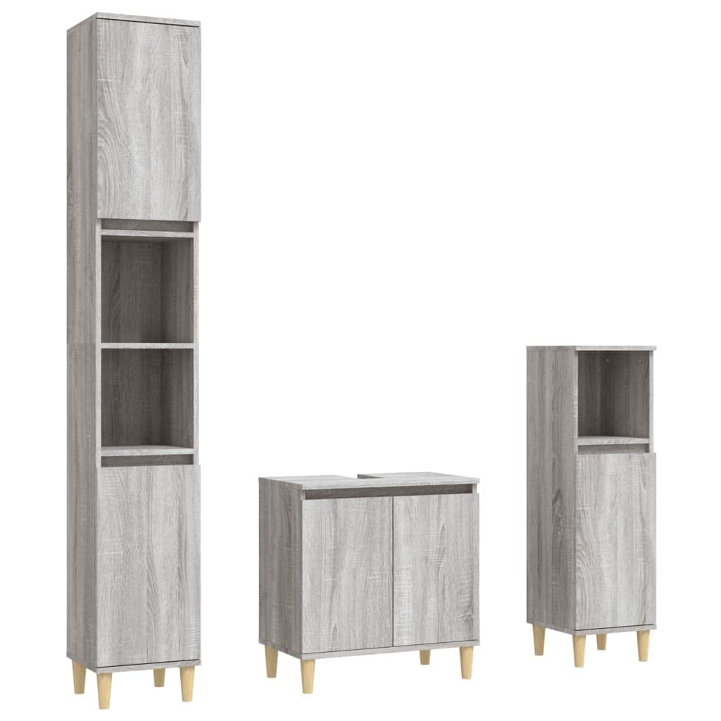 Set di mobili da bagno 3 pezzi Sonoma Grigio L3185587