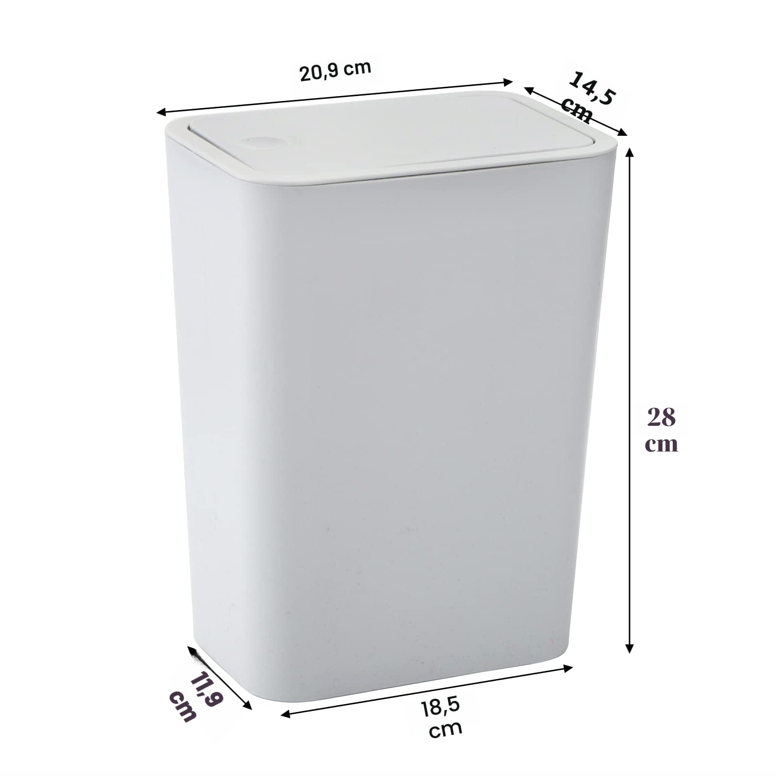 Fasmov Cestino della Spazzatura 2 Pezzi 7,5 Litri / 2 Galloni Contenitore per Rifiuti in Plastica con Coperchio a Pressione, Cestino per Rifiuti per Cucina, Bagno, Soggiorno, Ufficio, Spazi Stretti