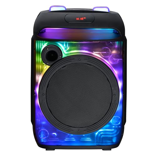 IQ Sound IQ-5908DJBT Cyber Flex 8-inch Portable Bluetooth Speaker w/TWS, LED Lights, 40W RMS, USB/SD/FM/AUX, Wireless Mic, Remote Control, Rechargeable Battery Perfect for Parties & Events