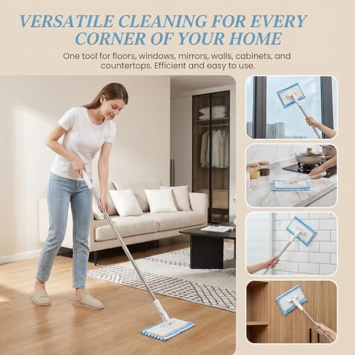 2026 Upgraded Snap Grip Mini Mop, Zero Touch Cloth Changing Mop with Automatic Push Pull Handle,360 Rotating Lazy Mops Wet Dry for Whole House Cleaning,Retractable Gap Dust Cleaner Flat Mops(5 Cloths) by Generic - Image 6