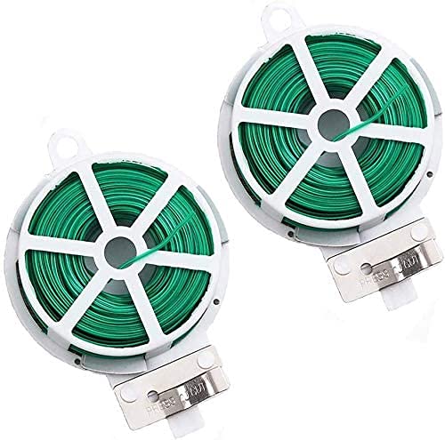 Pack 2 Alambre de Jardín Recubierto de Plástico 60Metros/ Alambre de Jardín/Alambre Plastificado/Cuerda de Alambre Plastificado para Jardinería Hogar y Oficina 2 Rollos 30m Cada Rollo (Verde Claro) Cover