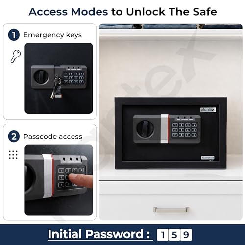 Image of Plantex 13 Ltr. Safe Locker For Home /Digital Locker /Electronic Safety Locker with Master & User Dual Code Access with Emergency Key /2 Years Warranty By Plantex (Black)