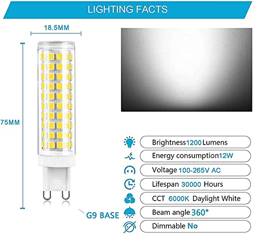 Ampoule LED G9 12W non dimmable AC 220V blanc chaud 1 pack