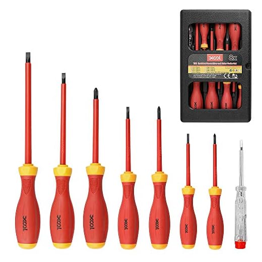 XOOL 1000V Insulated Electrician Screwdrivers Set with Magnetic Tips, Slotted and Phillips Bits Non-Slip Grip, 8 Piece