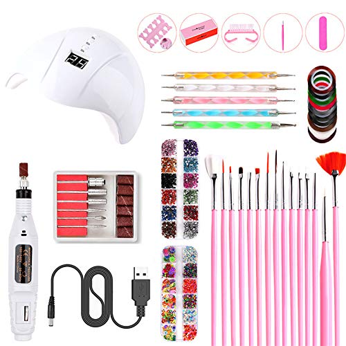 Portable UV Lamp LED Dry Nail Kit Nail Art Manicure Set Acrylic Nail Tools,Nail Files and Buffers