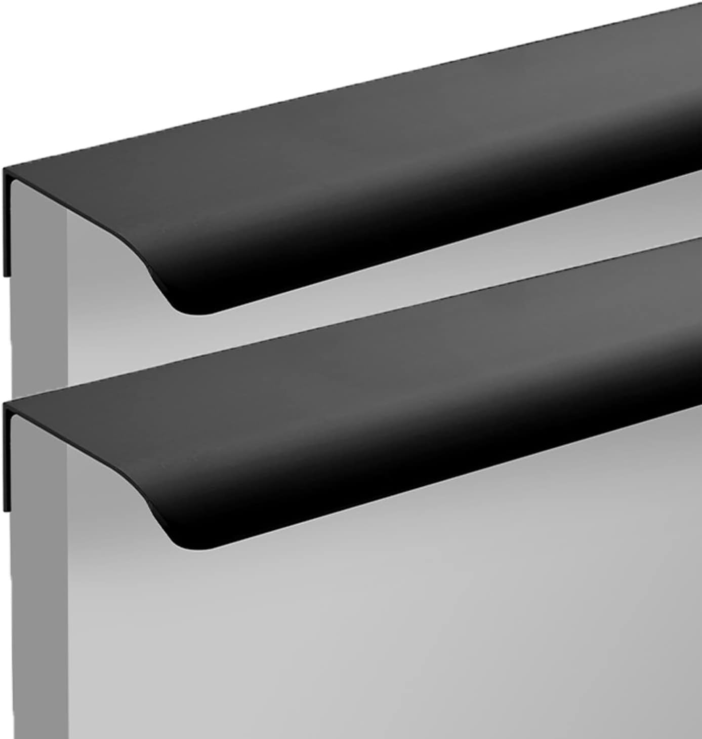 SBZIOJHDR Door Handle, Aluminum Alloy Wardrobe Kitchen Cabinet Handles Finger Edge Pull DrawerHandles Black 2 Pieces(Hole Distance 224mm)