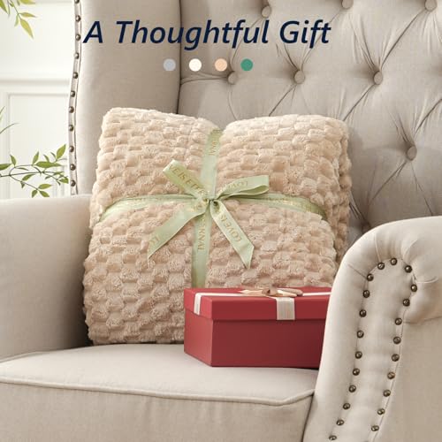 Image of Mr. Sandman Weighted Blankets for Adults Full Size 15lbs, Warm Sherpa Fleece Throw Blanket for Sleep and Calm, Soft Cozy Heavy Bed Blanket with Jacquard Flannel, 48 x 72 Inches, Khaki